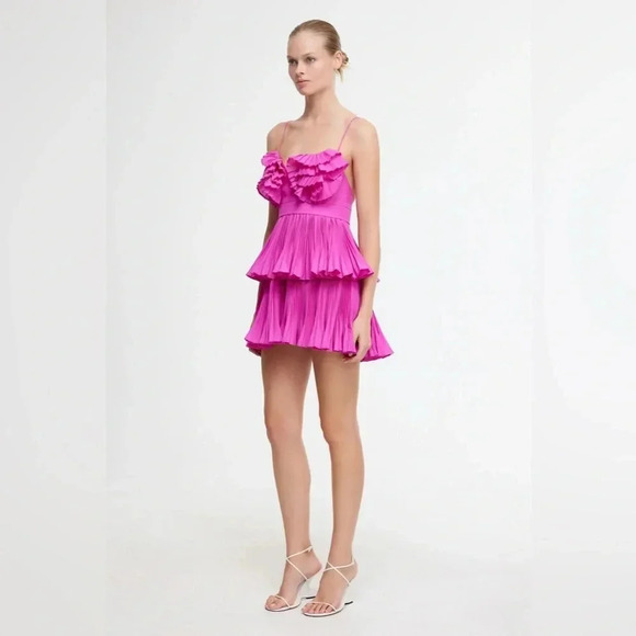 Acler Griffith Ruffled Mini Dress with Spaghetti Straps Size 10 - Picture 3 of 10